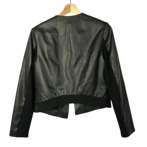 BCBGMaxAzria Black Cruz Faux Leather Blazer Jacket S - Picture 3 of 5